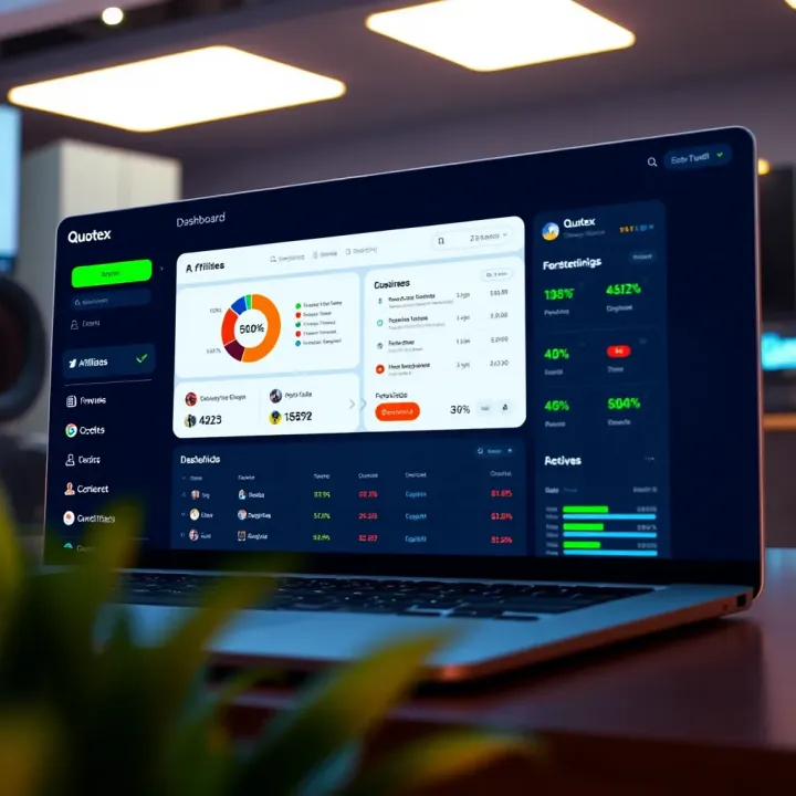 Overview of Quotex Affiliate Dashboard and Tools Dashboard displaying key features and tools for affiliates on Quotex platform
