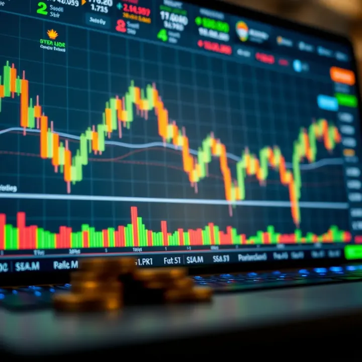 Funded Trading Opportunities on Apex Trader Funding Platform Illustration of financial charts and digital trading platform interface representing funded trading opportunities