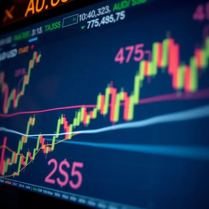 Technical indicators chart displaying trends in AUD/USD currency pair