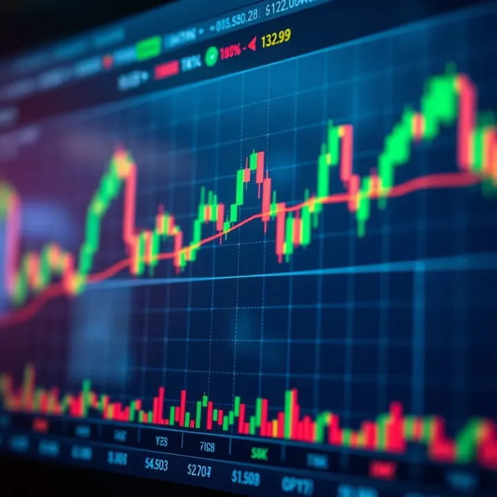 Chart displaying technical indicators used in binary options trading with trend lines and oscillators