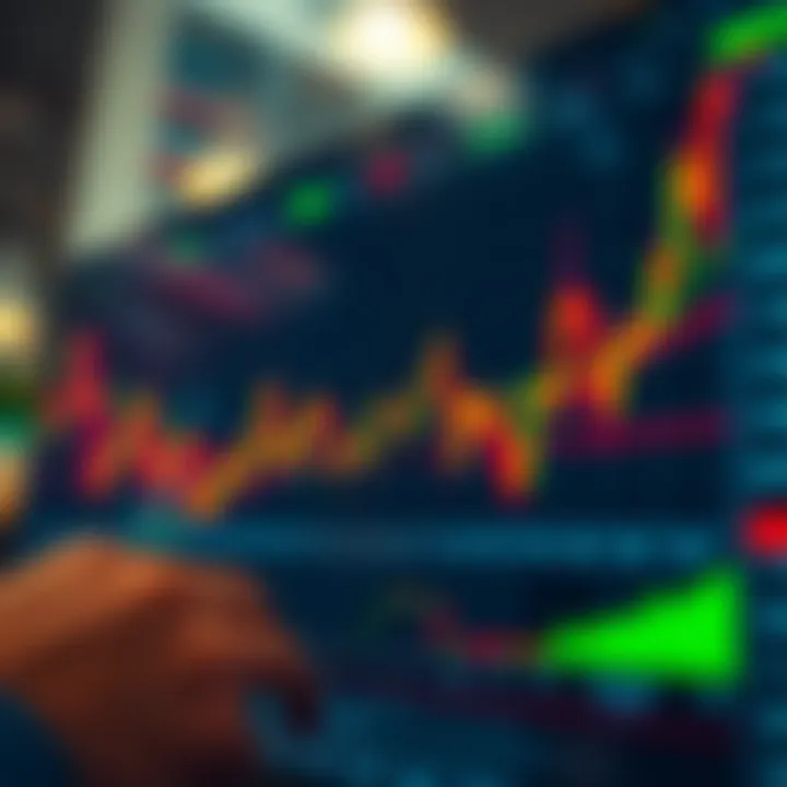 Chart illustrating binary options trading with buy and sell signals on a digital financial platform
