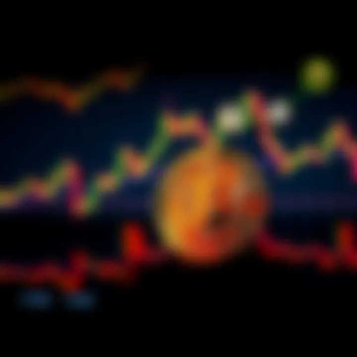 Bitcoin price chart displaying recent fluctuations and trend lines on a financial graph