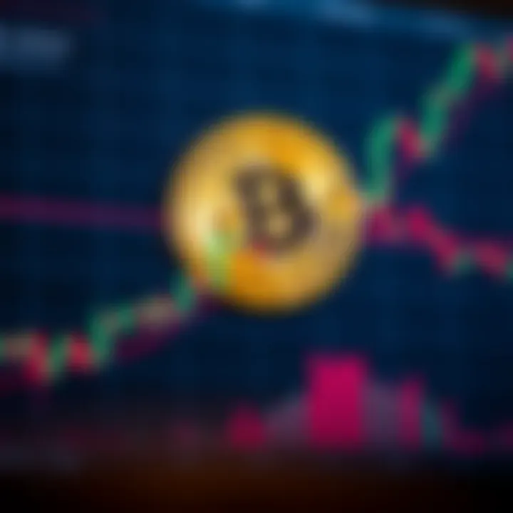 Graph showing Bitcoin price trends with technical analysis indicators overlay