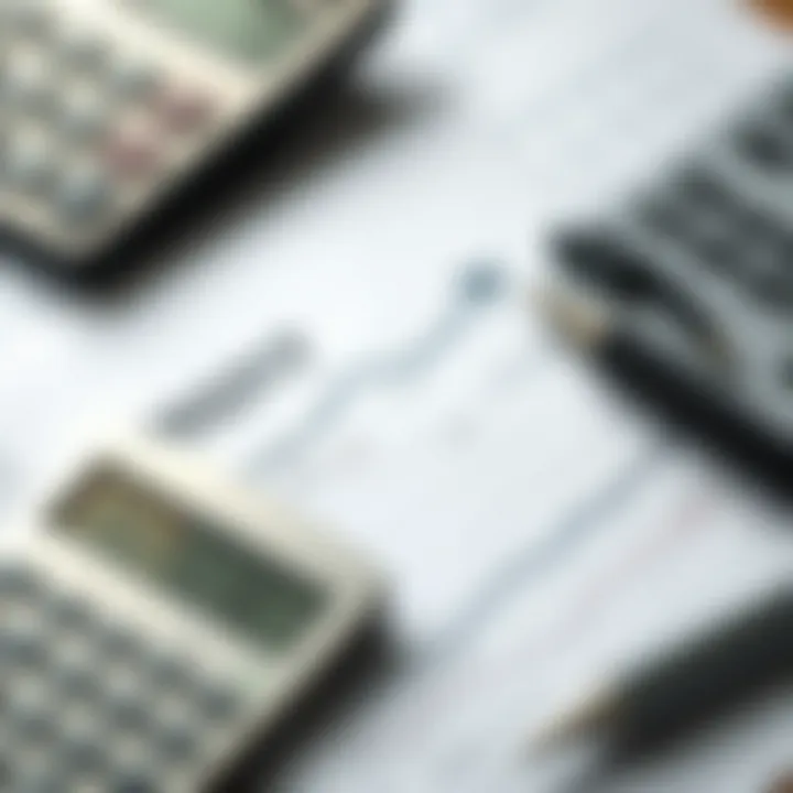Calculator and financial documents representing calculation of profit and loss