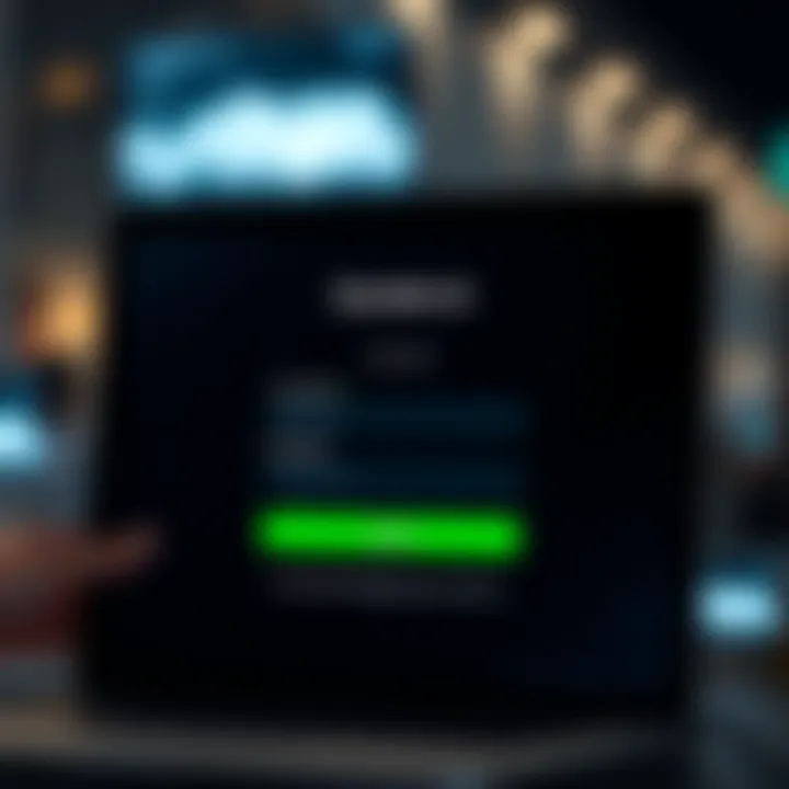 Secure login interface of Quotex.io platform with username and password fields