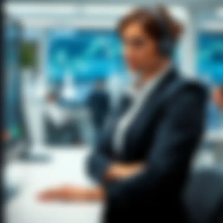 Conceptual representation of secure online trading with customer support icons