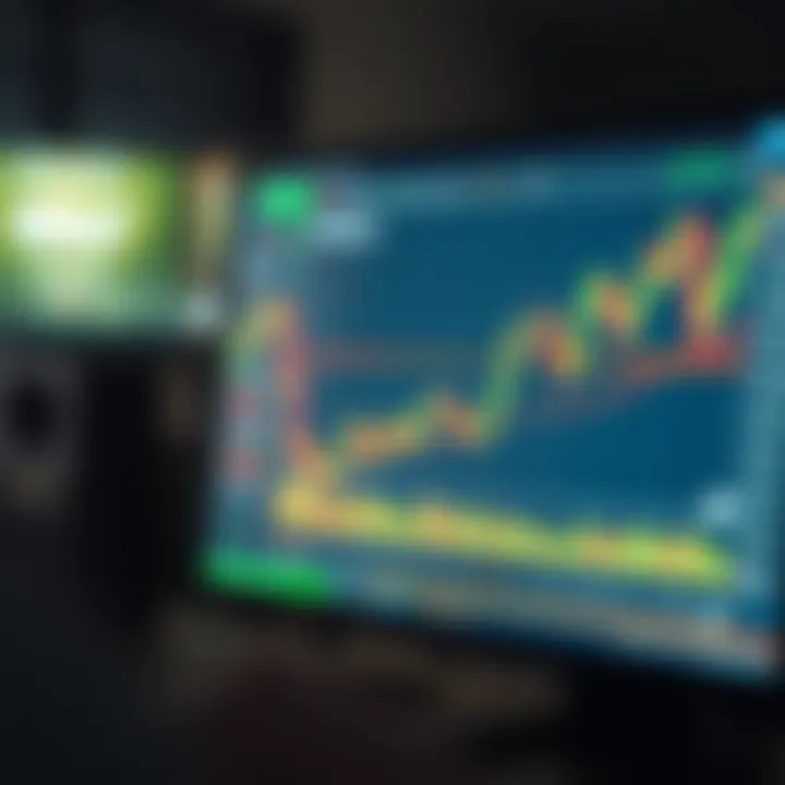 Virtual Trading Performance Visualization Graph chart showing virtual trading performance on computer screen