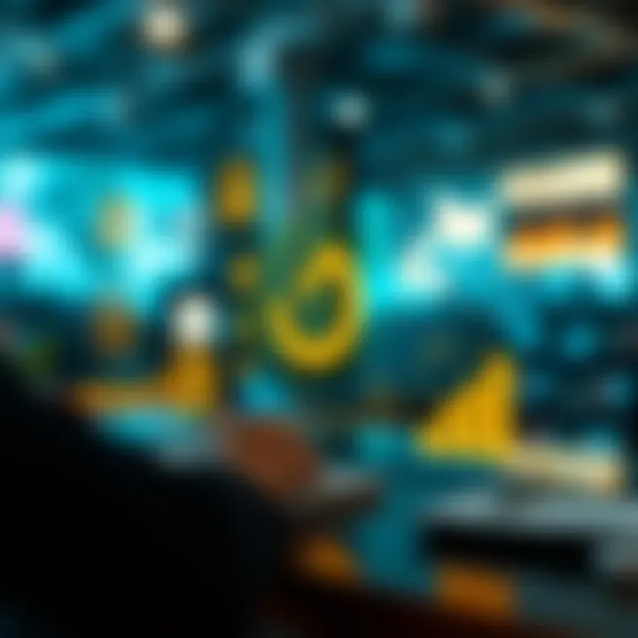 Digital marketing icons representing online presence, social media, and analytics for small businesses