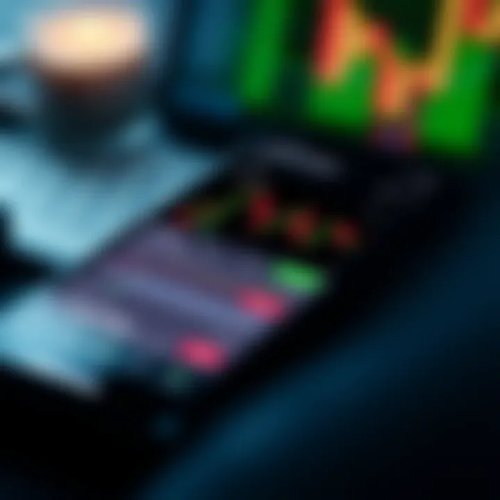 Mobile device displaying Pocket Option app interface with trading charts and options