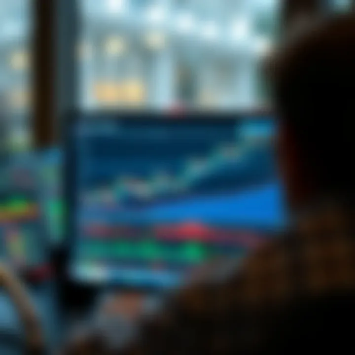 Graph showing upward market trends with technical indicators on a trading platform