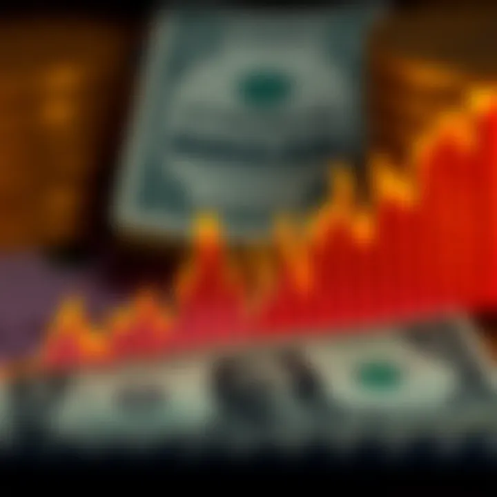 Graph showing the correlation between Ethereum value and the US dollar fluctuations over time