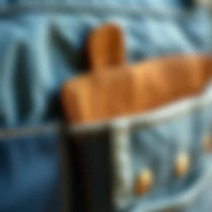 Close-up of fabric textures and materials used in making distinct types of pockets
