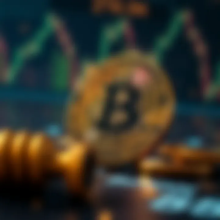 Conceptual illustration of factors influencing Bitcoin's future including technology and market risks