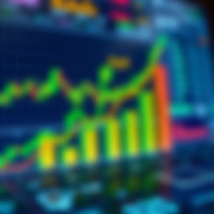 Graph showing financial growth with trading charts and upward arrows representing prop firm success