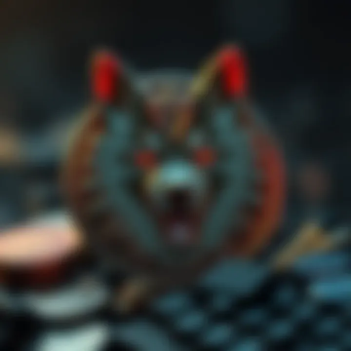 Digital representation of Floki Inu cryptocurrency emblem combined with meme culture elements