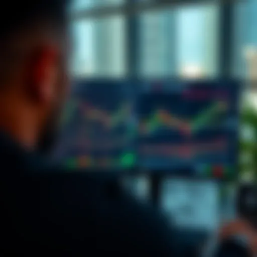 Illustration showing automated trading software interface with graphs and charts for derivatives