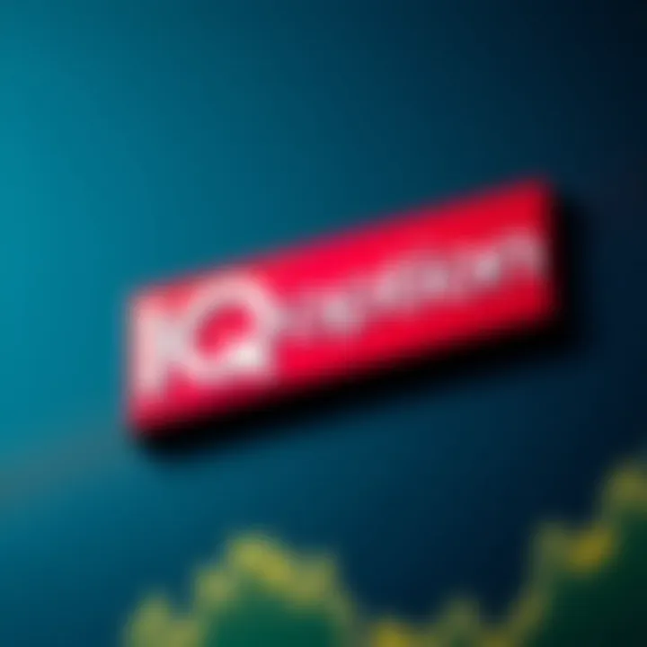 Detailed view of the IQ Option logo showcasing the design elements and brand colors