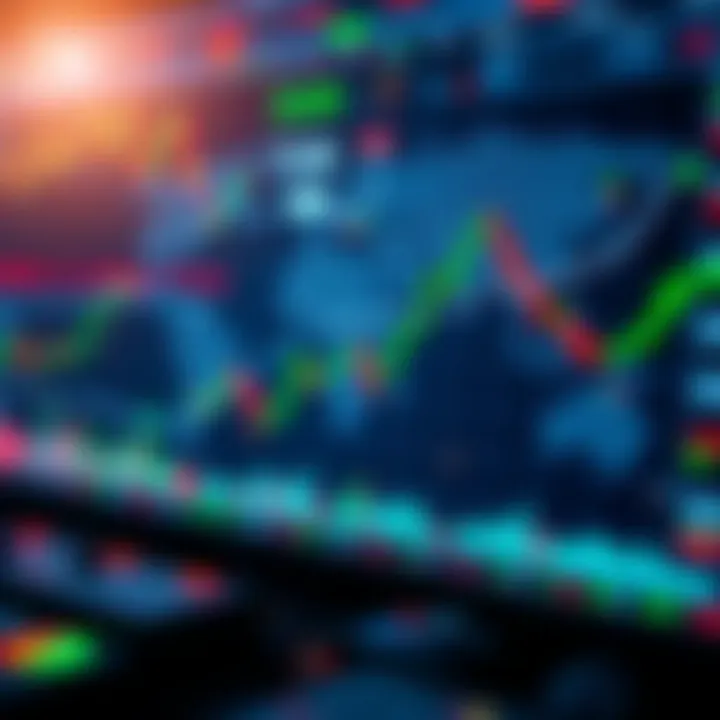 Global Forex Market Overview and Trading Platforms Global forex market with digital currency symbols and trading graphs
