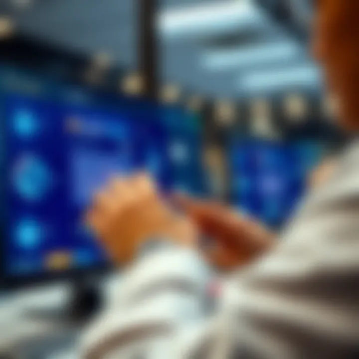 User interacting with a digital platform interface showcasing demo features