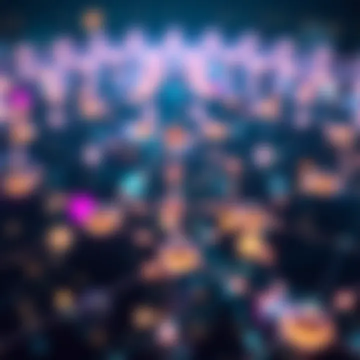 Visual representation of Polkadot blockchain network with interconnected nodes and data flow