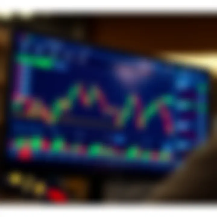 Practice Trading Financial Markets Using IQ Option Demo Account Graphical representation of financial market trends on a digital screen for practice trading