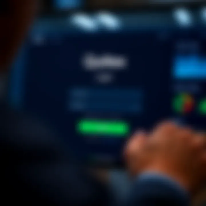 User interface displaying login screen of Quotex trading platform with input fields and login button