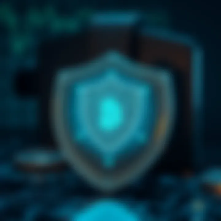 Secure digital wallet icon with protective shield symbolizing safe management of crypto assets