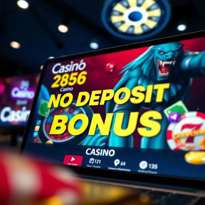 Online casino interface displaying a no deposit bonus offer with vibrant graphics and user-friendly layout