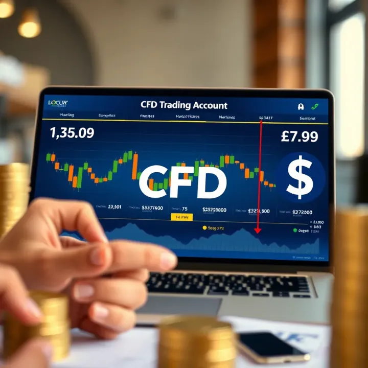Understanding the CFD Trading Account Mechanism Diagram illustrating the concept of CFD trading account with charts and currency symbols