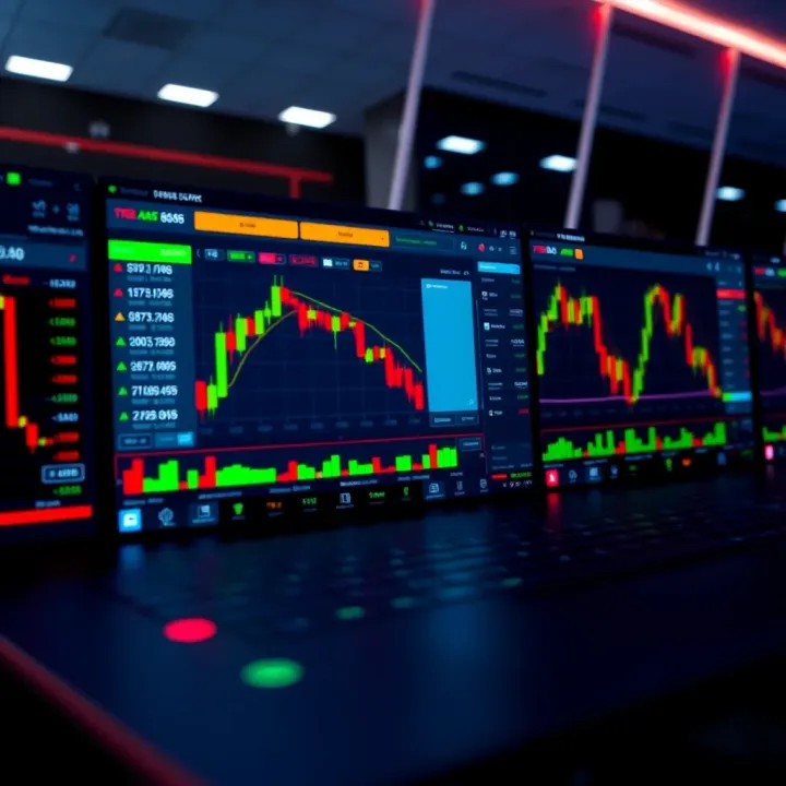 Dashboard of a trading platform displaying real-time stock charts and market data