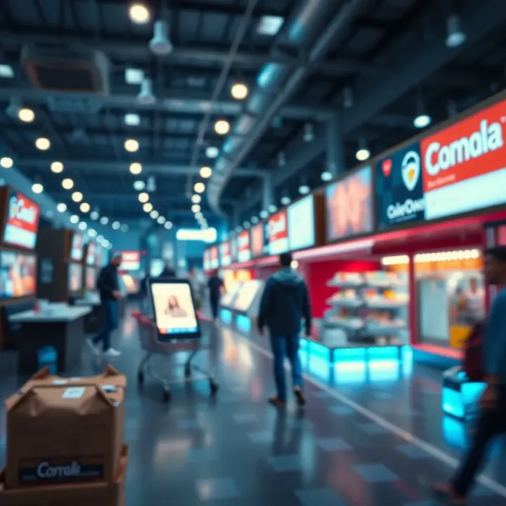 Digital Network Linking Consumers and Businesses in Online Commerce Digital network connecting consumers and businesses in an online marketplace