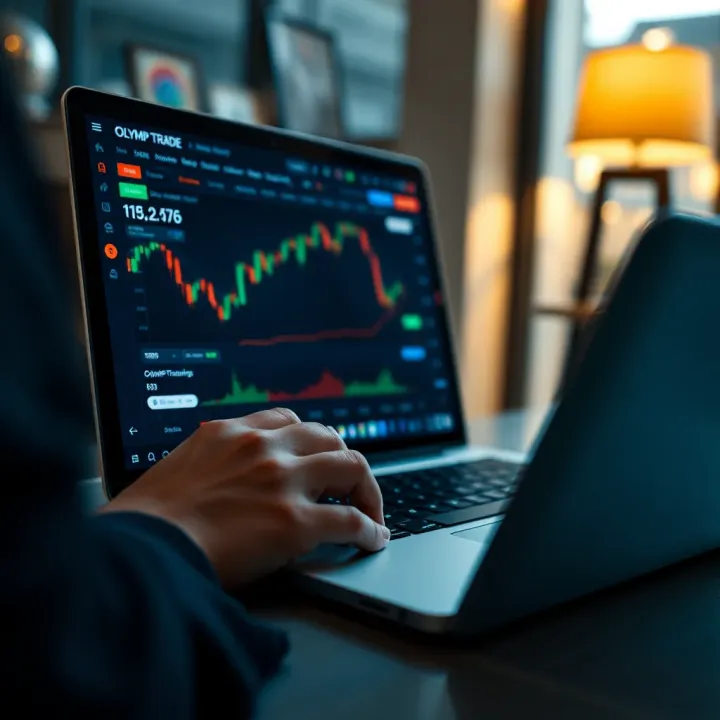 User accessing Olymp Trade platform on a laptop