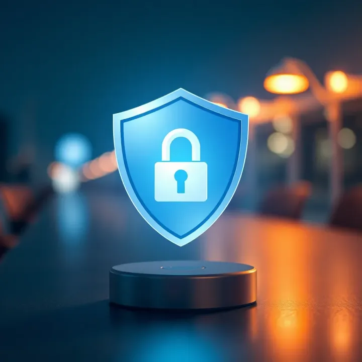 Illustration of secure login with shield symbolizing protection and safety for user accounts