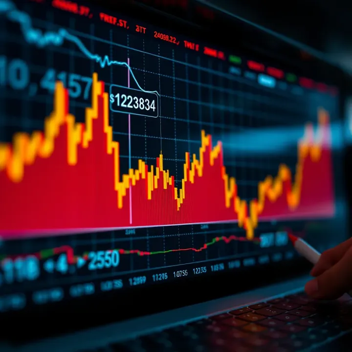 Graph showing binary options trading with fluctuating market trends