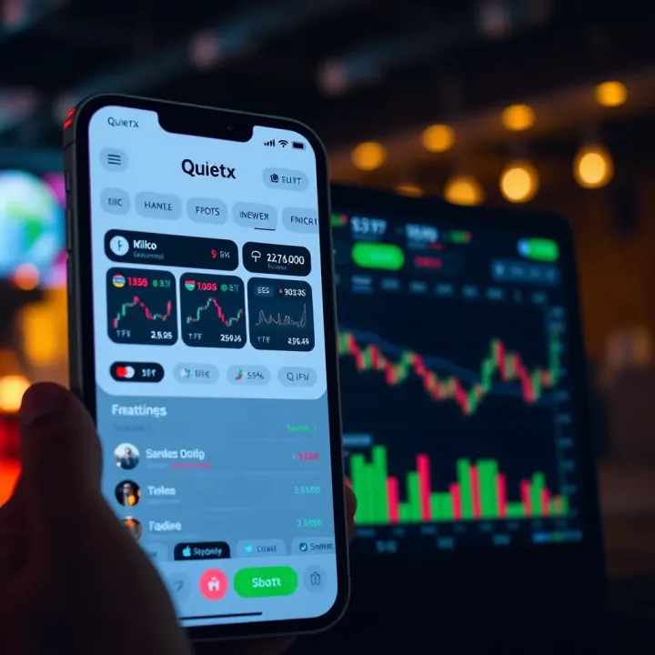 Overview of Quotex Application Features and Trading Interface User interface of Quotex app showing various investment options and real-time trading charts