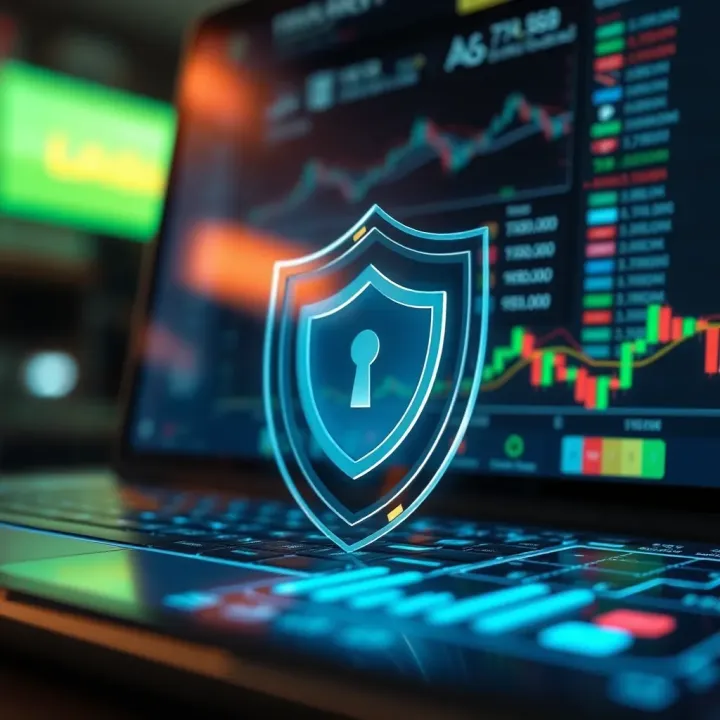 Security Aspects in Trading Platforms Illustration of security shield protecting digital trading applications