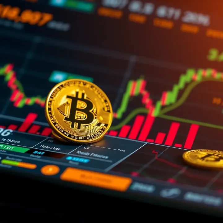 Conceptual illustration of cryptocurrency trends with expert opinions and risk assessment