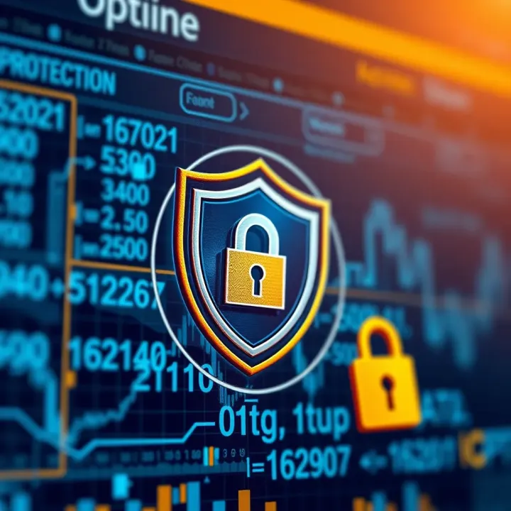 Illustration of data protection with shield and lock icons representing account security