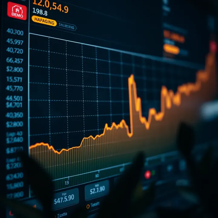 Graph showing financial growth and learning through demo account trading