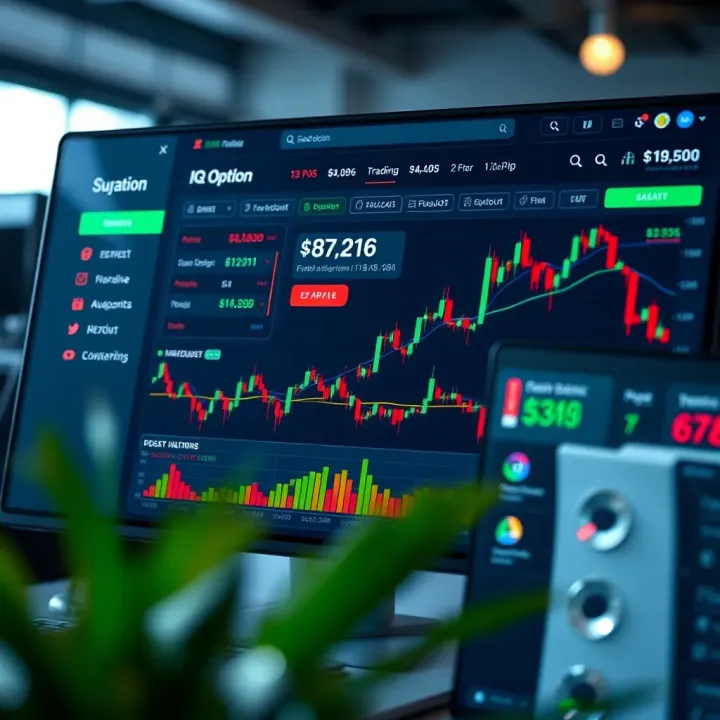 Trading platform interface displaying demo account dashboard with various financial instruments and charts