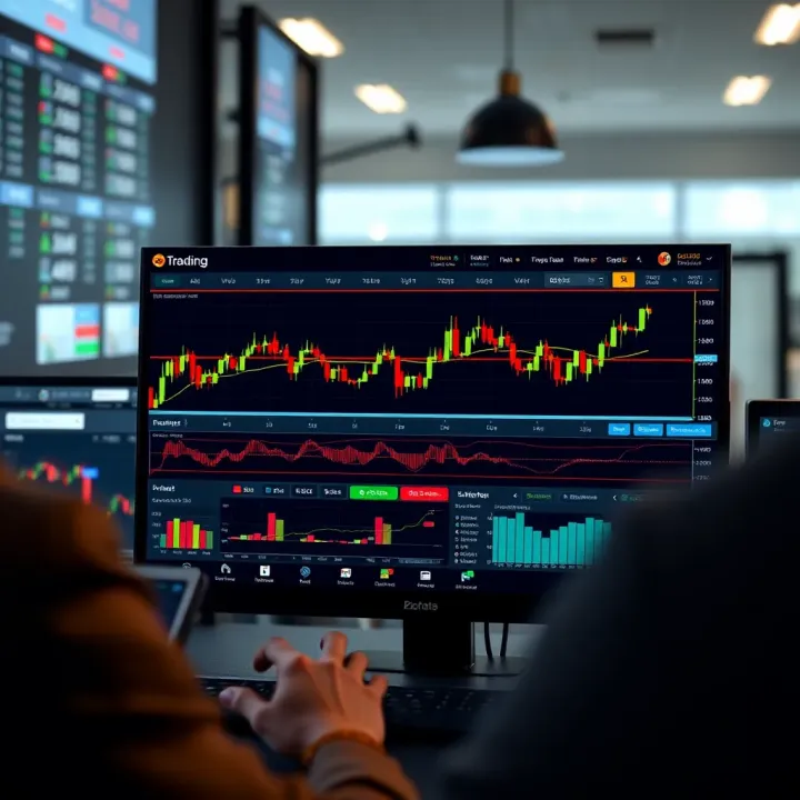 Simulated Trading Platform Interface for Practice Trading platform interface showing simulated market data and virtual funds for practice