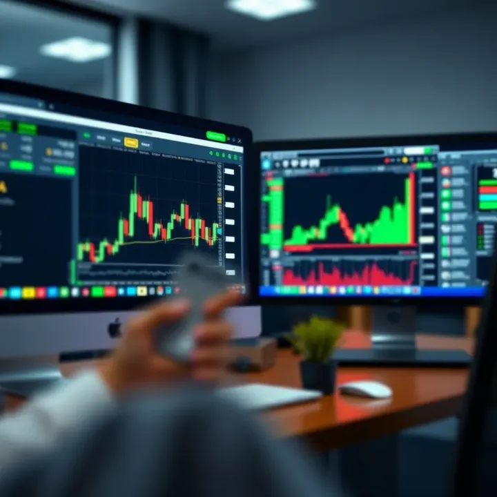 Comparison between demo account and real trading environment on computer screens