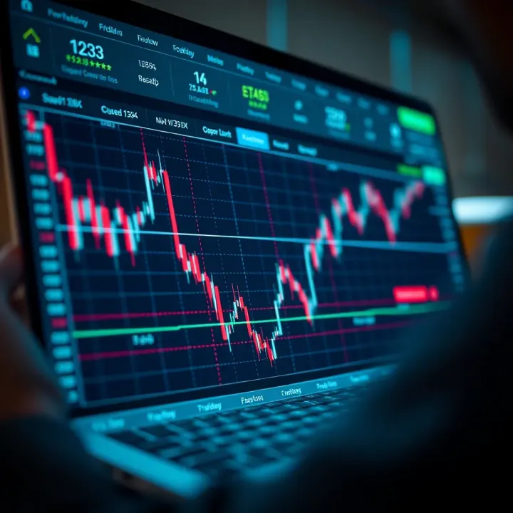 Graph displaying asset performance trends with trading tools and options