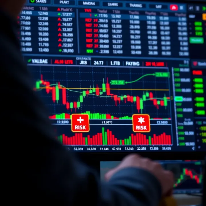 Chart displaying binary options strategies with market trends and risk management icons