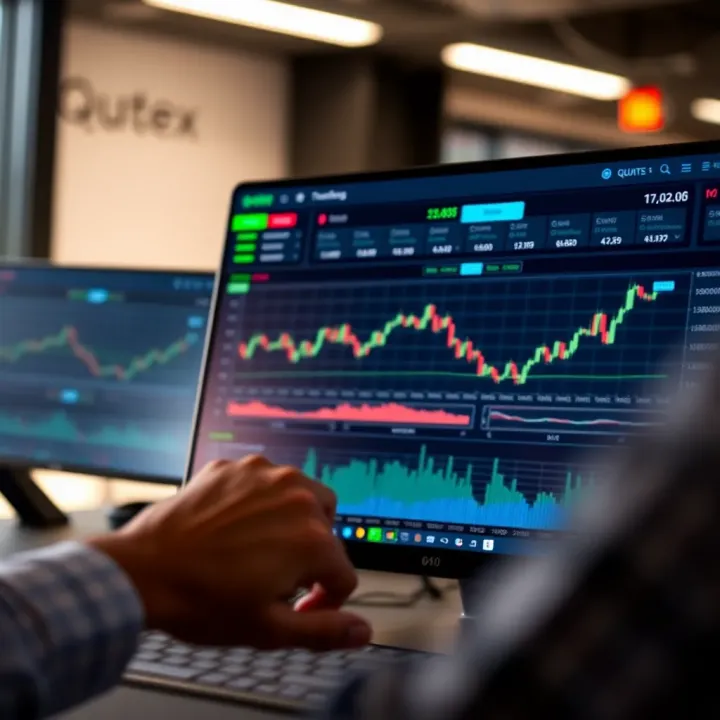Overview of Quotex Trading Platform Interface Dashboard interface of Quotex trading platform showing various financial assets and chart analytics