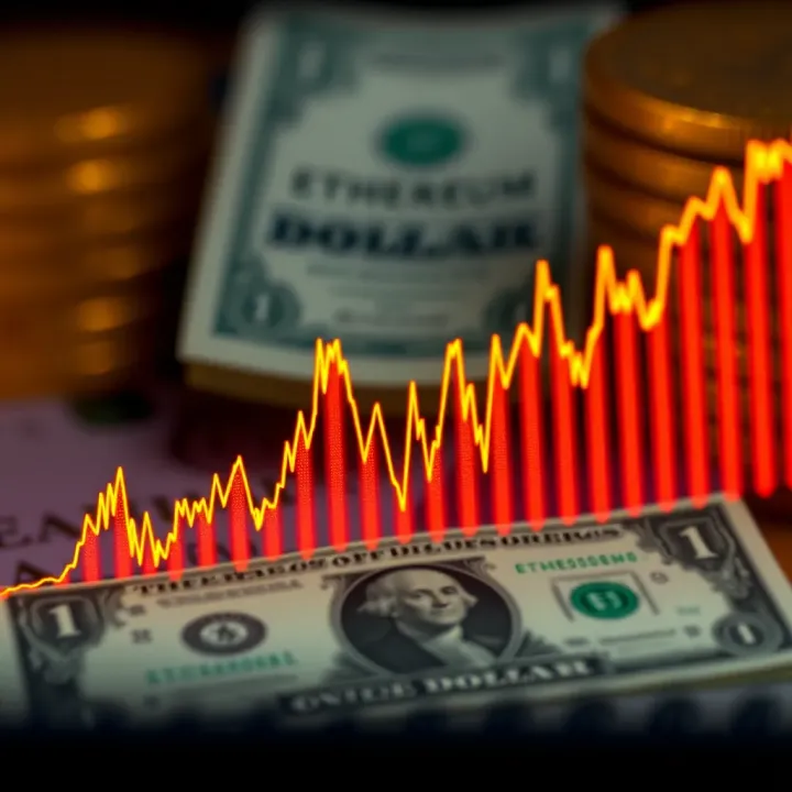 Correlation Between Ethereum and US Dollar Fluctuations Graph showing the correlation between Ethereum value and the US dollar fluctuations over time