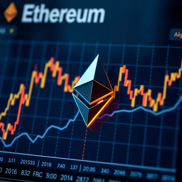 Graph showing Ethereum price trends influenced by technological upgrades and market dynamics