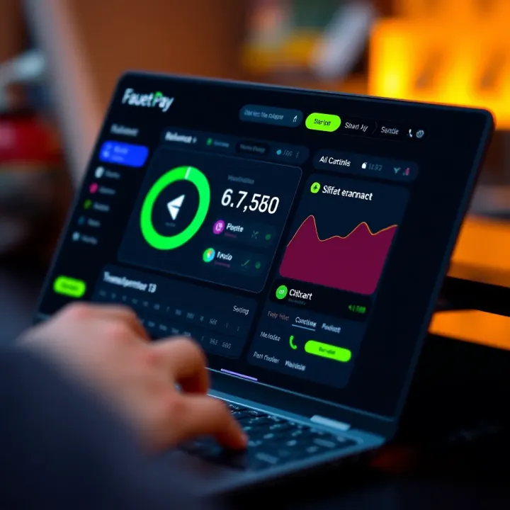 Faucet Pay Digital Wallet Dashboard Digital wallet interface showing cryptocurrency balance and transaction options
