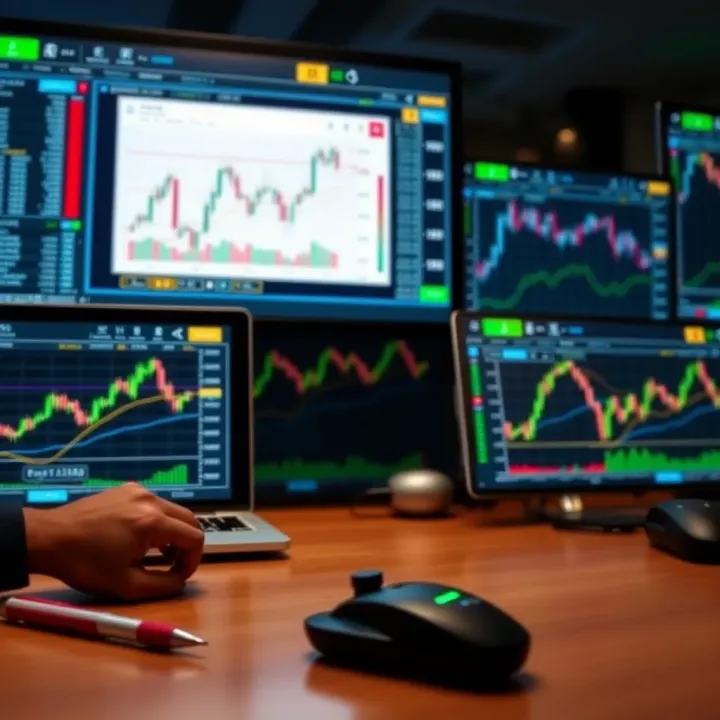 Illustration of financial charts and tools used for trading optimization on digital devices