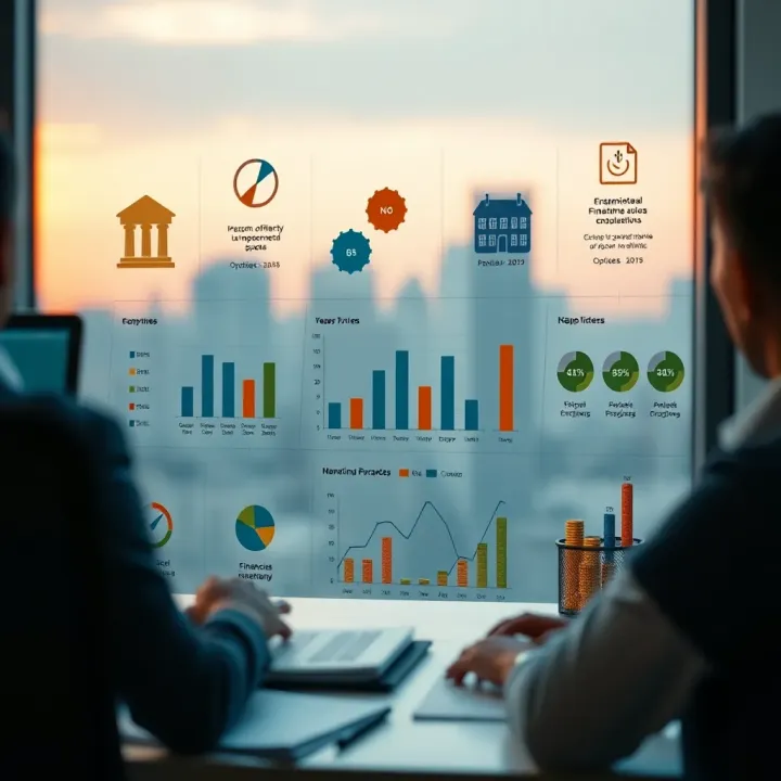 Overview of Different Project Financing Options Illustration showing various types of project financing options with charts and financial icons